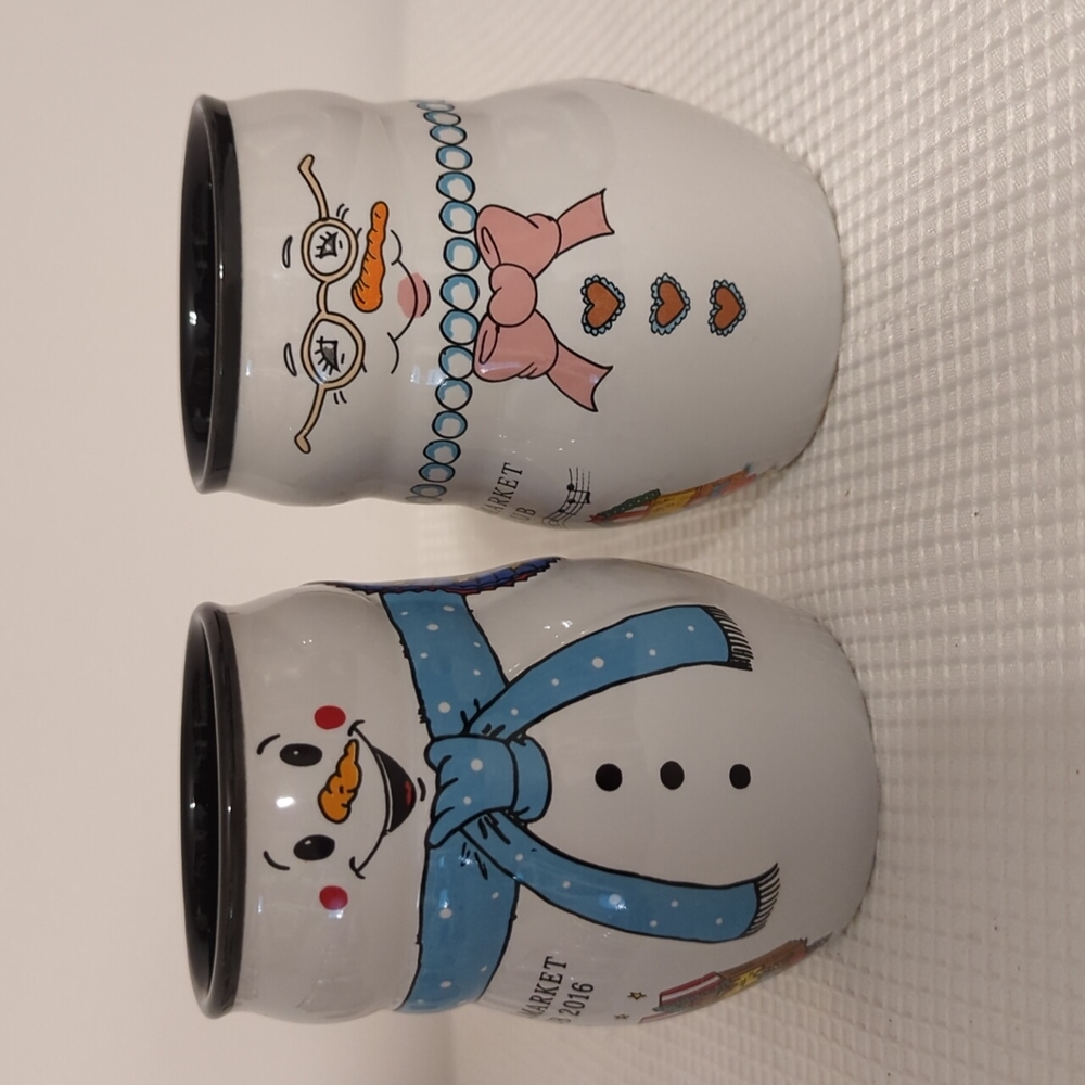 Kinder Club Christmas Snowman & Snowlady Mugs Chicago